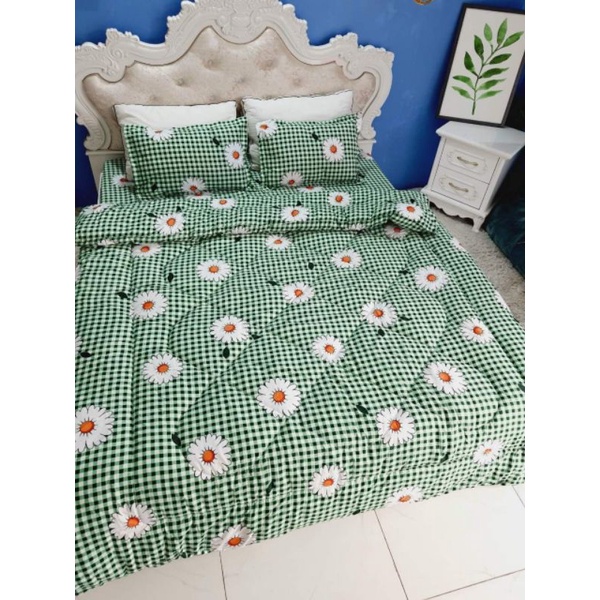 Trọn  Bộ Chăn Phao 5 Món Ga Gối Poly loại 1 Chăn Bông Như Hình