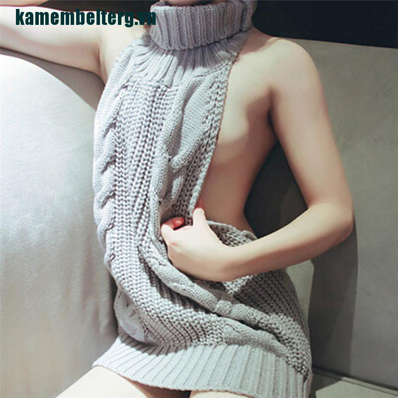 Áo Sweater Dệt Kim Sát Nách Hở Lưng Hóa Trang Anime Cho Nữ