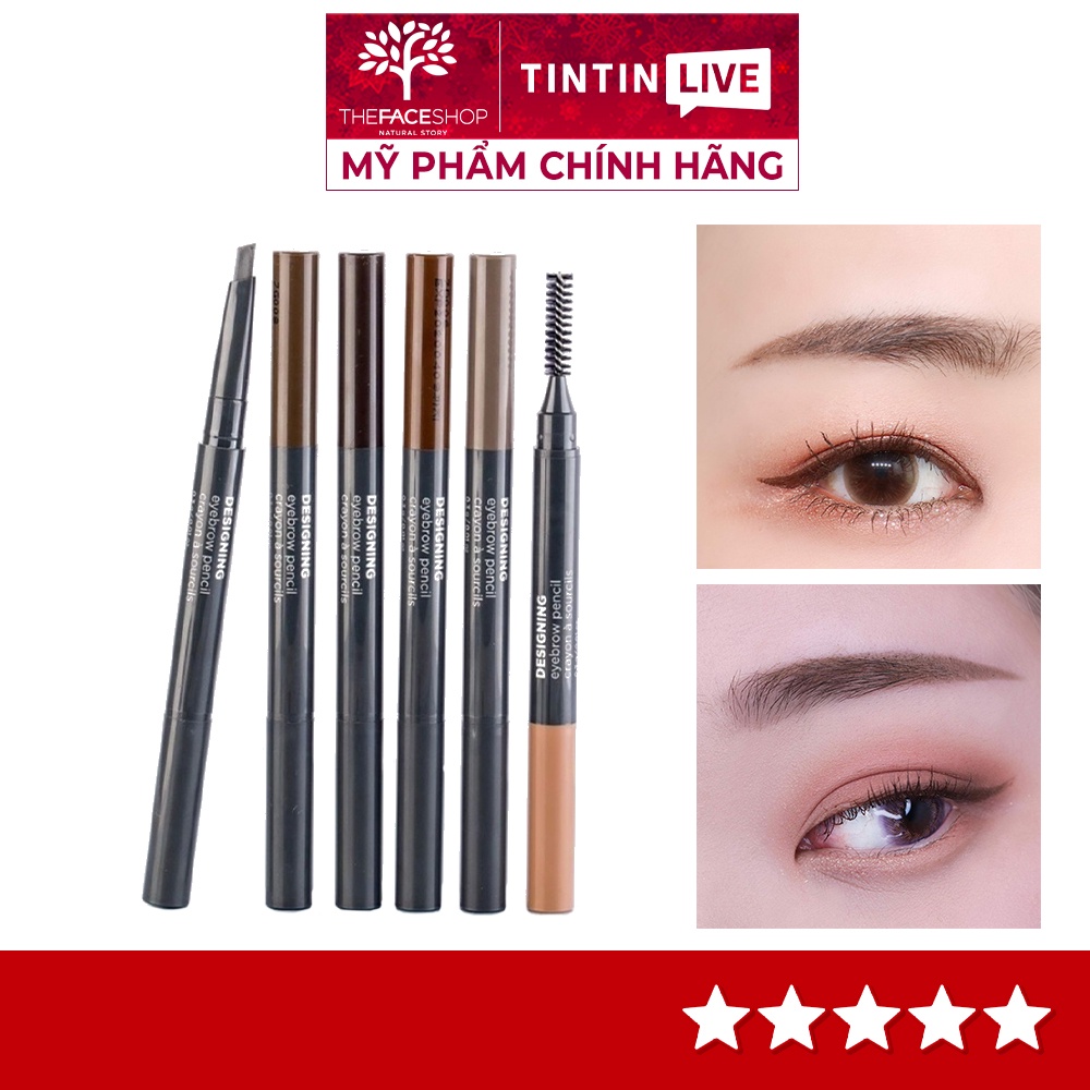 Chì Kẻ Mày 2 Đầu THE FACE SHOP Designing Eyebrow Pencil - mẫu mới