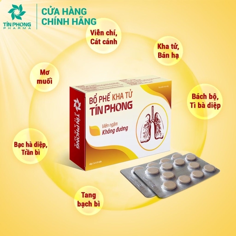 Viên Ngậm Không Đường Bổ Phế Kha Tử TÍN PHONG Giúp Giảm Ho, Long Đờm An Toàn Cho Mọi Lứa Tuổi Hộp 20 Viên