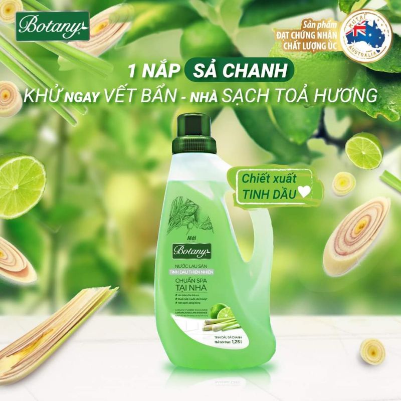 NƯỚC LAU SÀN TINH DẦU BOTANY DIỆT KHUẨN - ĐUỔI CÔN TRÙNG- ĐẬM ĐẶC 1,25ML (Hương Sả)