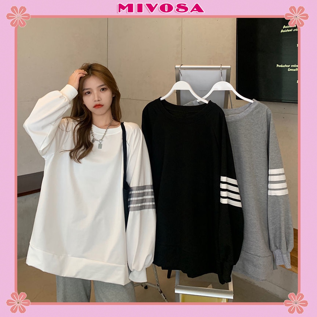 Áo sweater nỉ thụng sọc tay áo khoác nỉ hoodie cổ tròn form thung ulzzang thời trang unisex MIVOSA AN002 | BigBuy360 - bigbuy360.vn