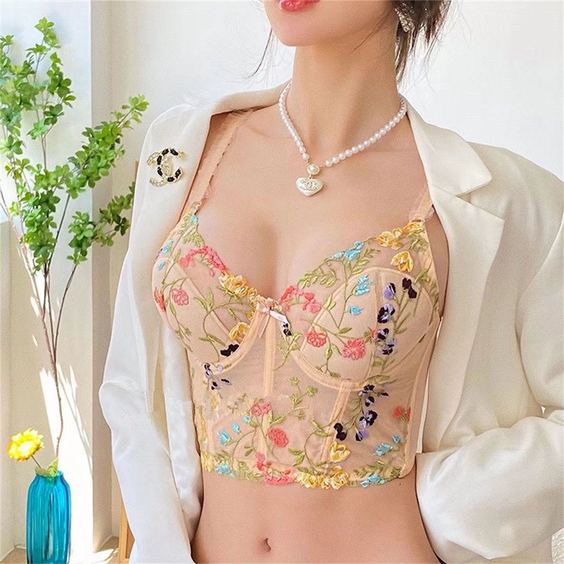 A46 Áo Bra Ren KATHY BRA Thêu Hoa Cao Cấp Nữ Hàng Kiểu Bralette Hai Dây Kiểu Dáng Croptop Phối Blazer Siêu Xinh