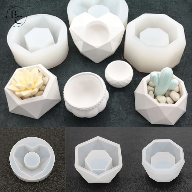 Khuôn Silicone làm chậu cây mọng nước Mini 3 kiểu DIY