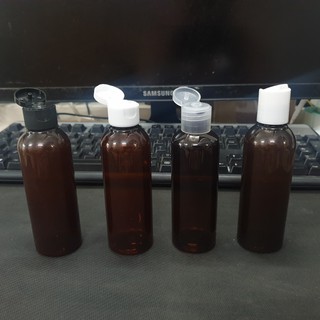 Chai nhựa Pet nắp bật, bậc màu nâu 50ml, 100ml
