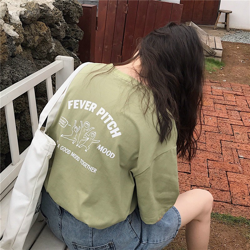 Áo phông form rộng tay lỡ unisex in chữ Fever pitch