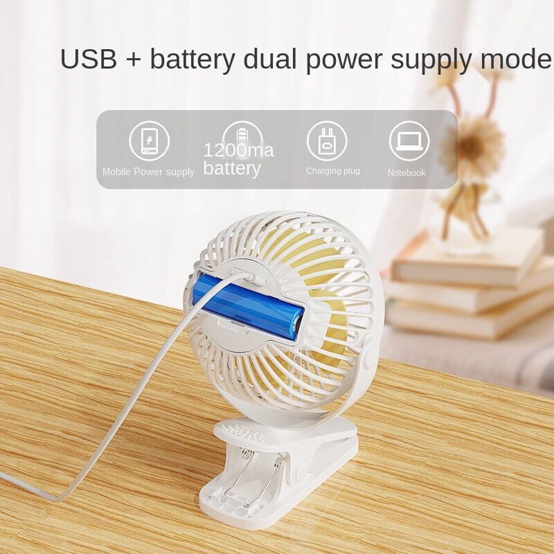 Quạt nhỏ sạc cổng USB kẹp bàn tiện lợi