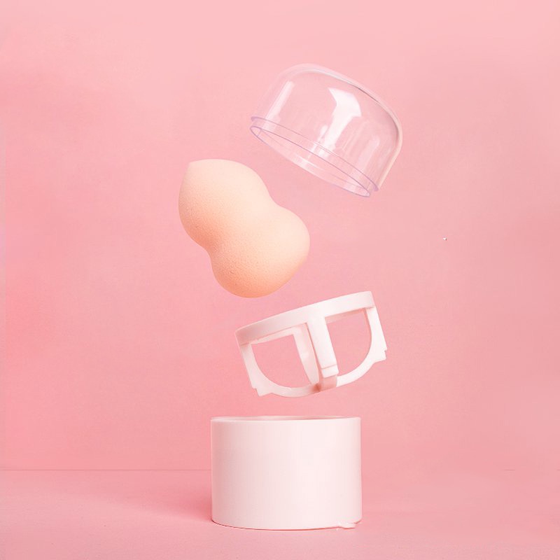 1 Bộ Giá Đỡ Mút Trang Điểm Chống Bụi Có Thể Treo Và Hộp Đựng Tiện Lợi