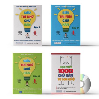 Sách - Combo: Siêu trí nhớ chữ Hán tập 01 + tập 02 + tập 03 + Học viết 1000 chữ Hán từ con số 0 + DVD nghe sách