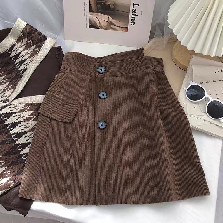 [Video+Ảnh thật] Chân váy nhung cạp cao lệch vạt, Chân váy chữ A lưng cao phong cách Hàn Quốc -Hinhin | BigBuy360 - bigbuy360.vn