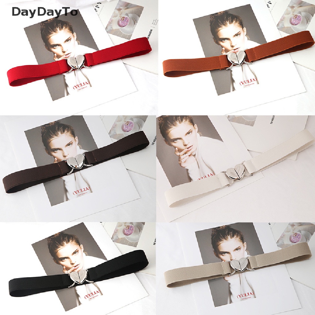 Thắt lưng co giãn khóa kim loại hình trái tim thời trang sành điệu