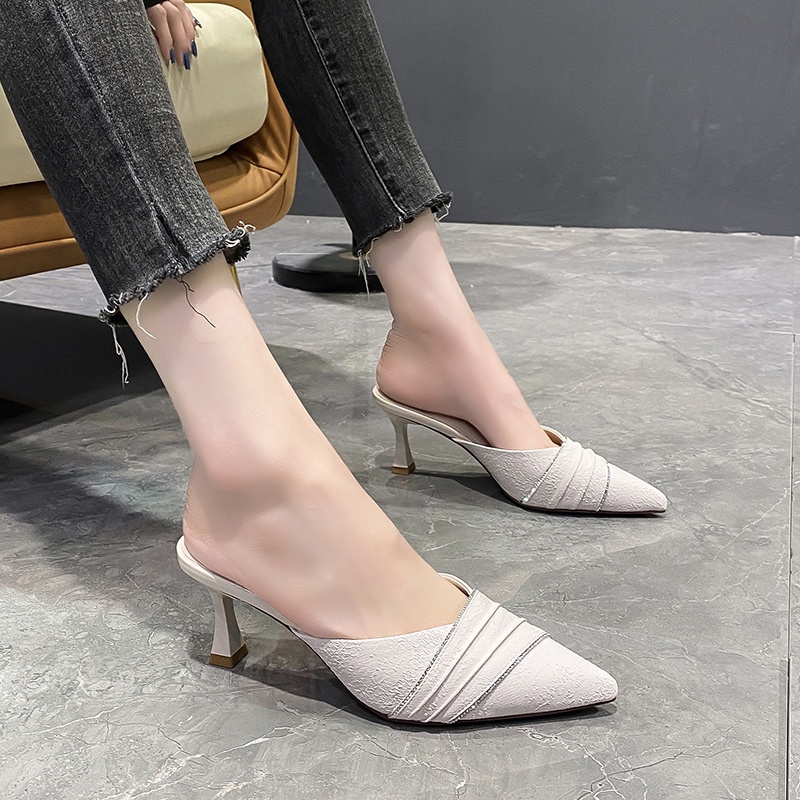 Giày Cao Gót Mũi Nhọn Đính Đá Pha Lê Màu Xanh Lá/Đen Thời Trang Cho Nữ