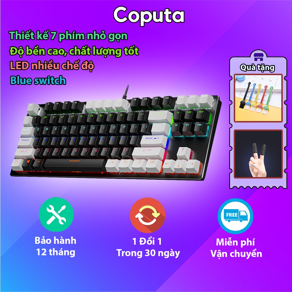 Bàn phím cơ Coputa Bàn phím cơ HOTSWAP TKL gaming chơi game Full LED RGB K550