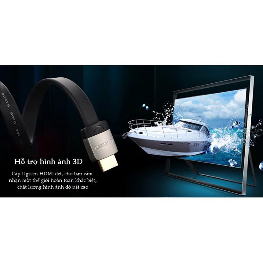 Cáp HDMI dẹt Ugreen 10263 dài 5M hỗ trợ 3D, 4K chính hãng - HapuStore