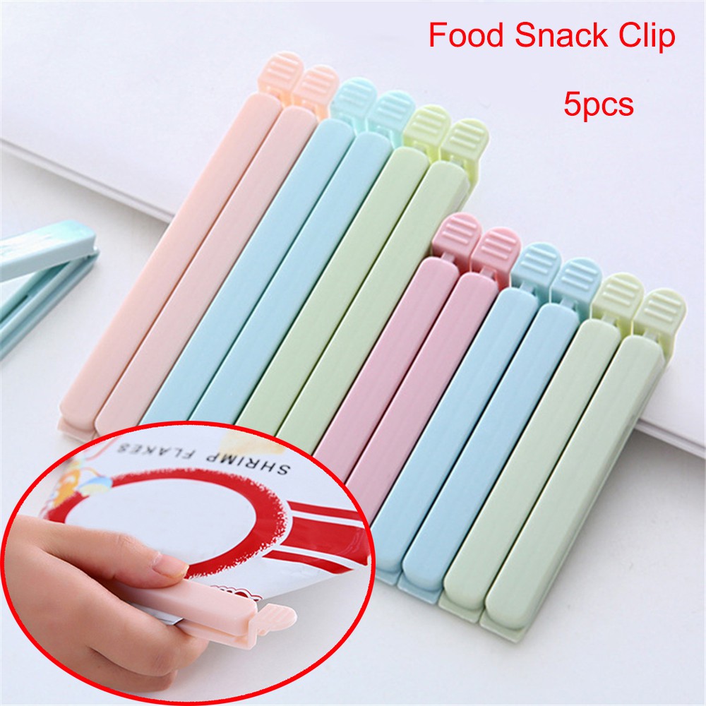 Set 5 Kẹp Niêm Phong Túi Thức Ăn Bằng Nhựa Có Thể Tái Sử Dụng Nhiều Màu Thời Trang Cho Nhà Bếp