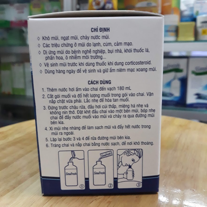 Hộp 50 gói muối biển Sinufresh Muối rửa mũi xoang Sinufresh của Cát Linh Chính hãng 100%