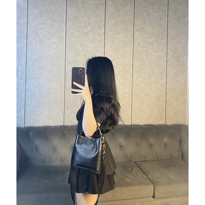 Áo sơ mi chiết eo vạt nhọn - SHOP THƠM PHẠM