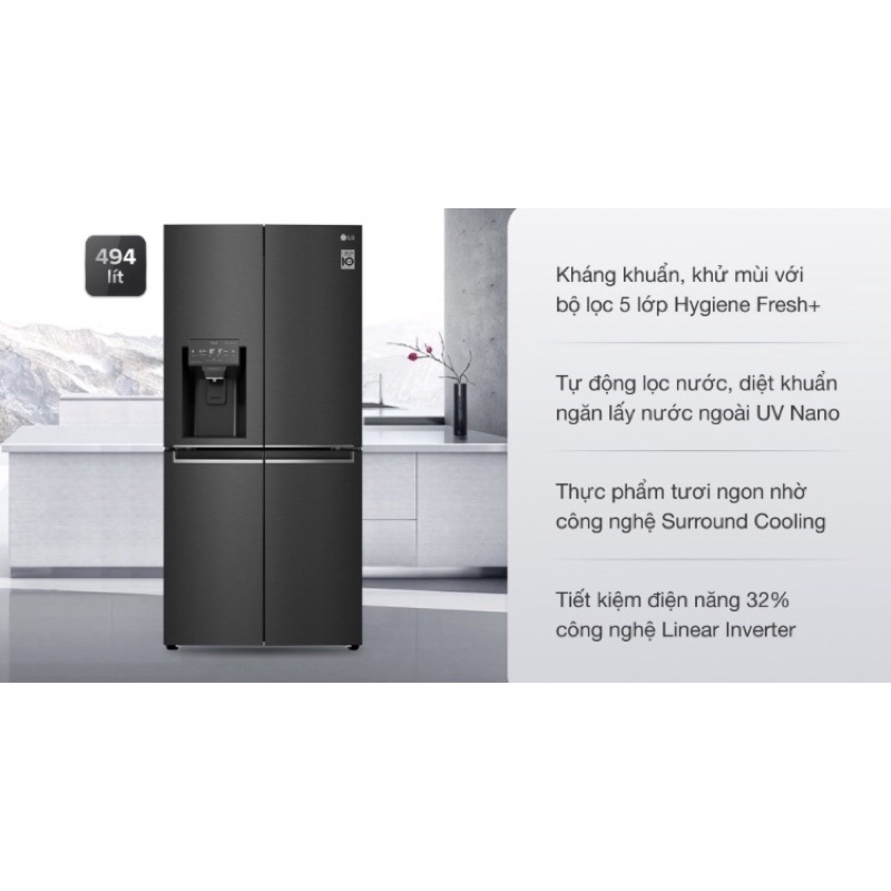 Tủ lạnh LG Inverter 494 lít GR-D22MB ( miễn phí giao lắp tại hà nội)