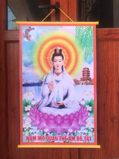 TRANH QUAN THẾ ÂM BỒ TÁT LỤA