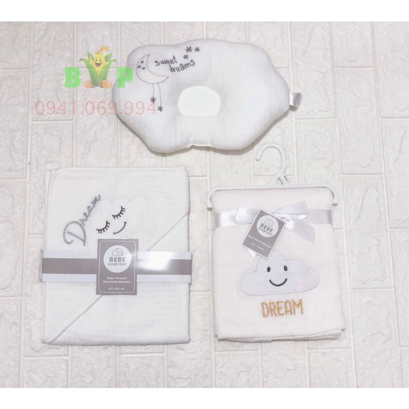 Ủ choàng - gối lõm - chăn lưới bebe comfort cho bé sơ sinh