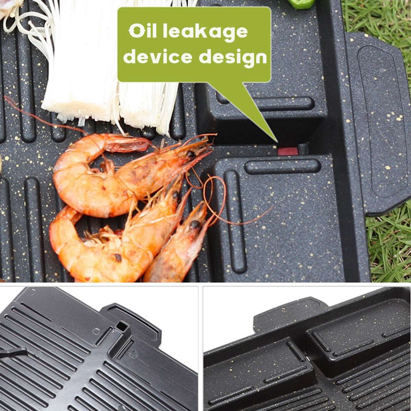 Chảo Nướng BBQ Hàn Quốc Chống Dính Nhỏ Gọn Cho Tiệc Tùng / Dã Ngoại