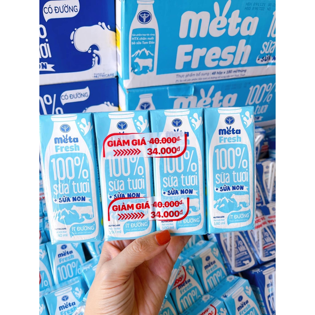 Sữa tươi Metacare Fresh ít đường 110ml nguyên thùng 48 hộp