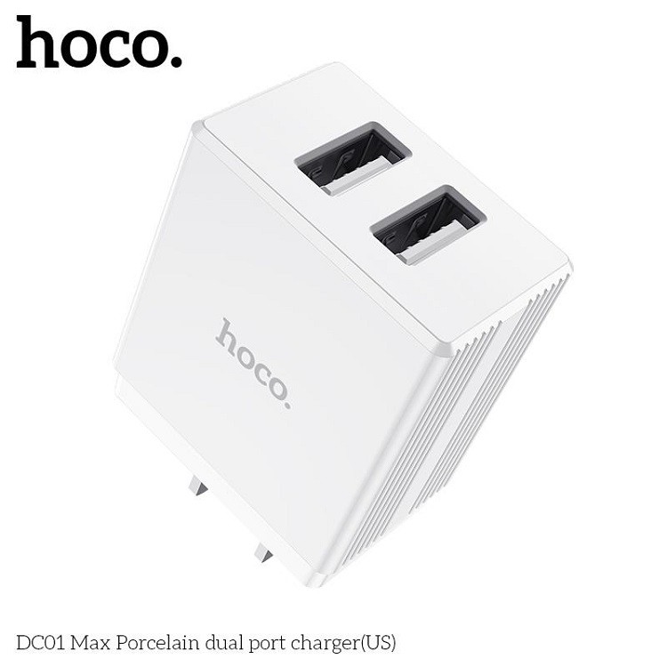 Củ sạc nhanh 🔥FREESHIP50K🔥 Hoco DC01-MAX 2.4A 2 cổng USB cho Iphone, Samsung, Huawei,..- chính hãng