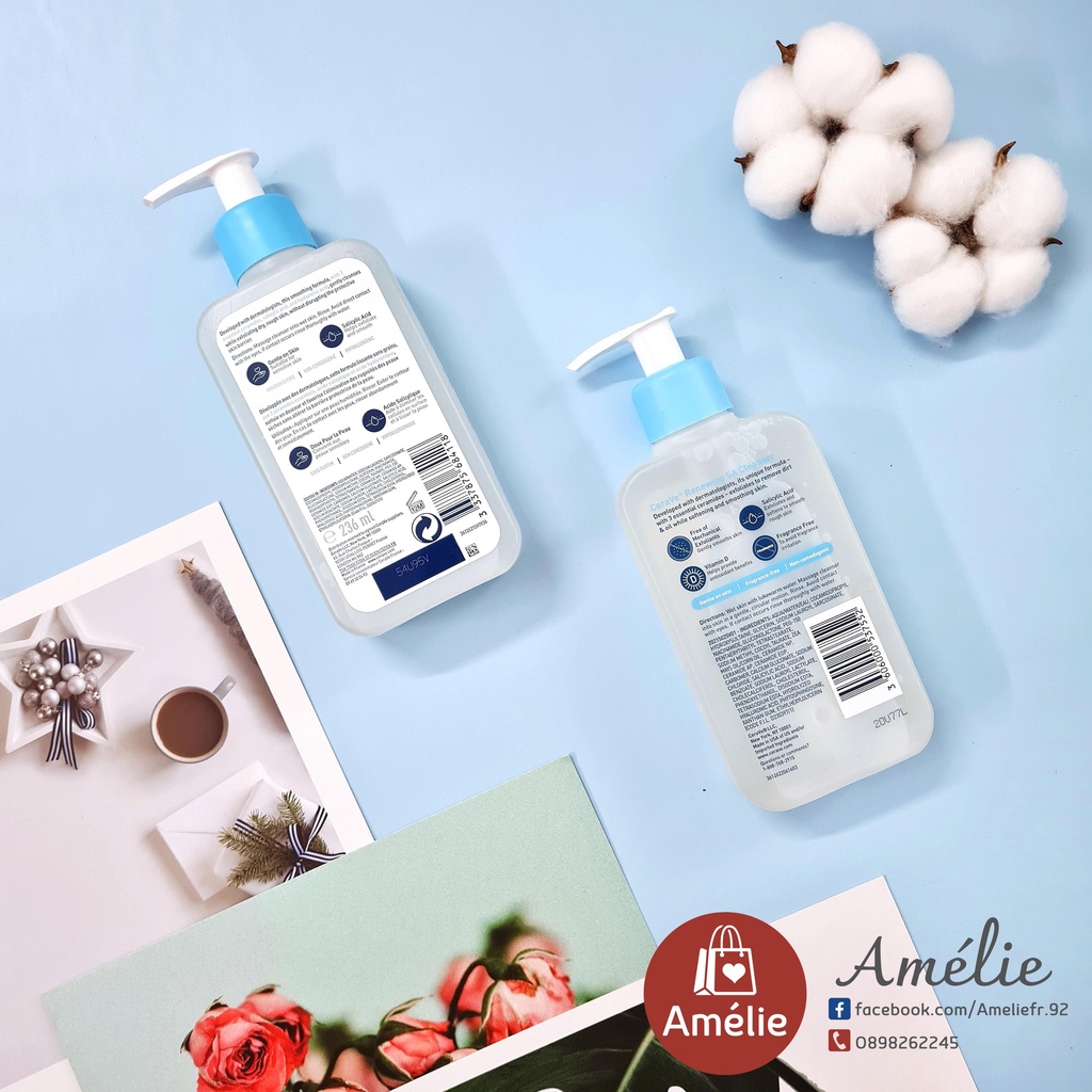 Sữa rửa mặt dạng gel tạo bọt làm mịn da Cerave SA Smoothing Cleanser chứa Salicylic Acid
