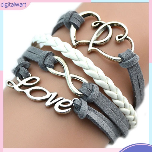 Vòng tay dây da nhiều lớp phối họa tiết cá tính cho nữ