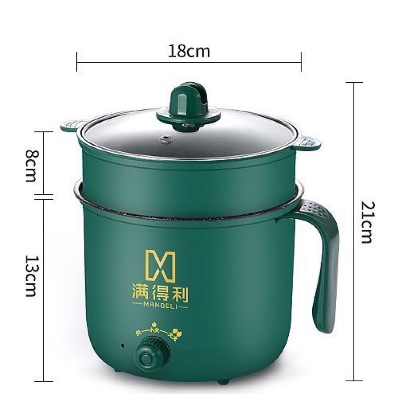 [HOT] Nồi Lẩu Mini, Nồi Nấu Đa Năng Có Tay Cầm 1,8L- 2 Nấc Nhiệt Kèm Giá Hấp