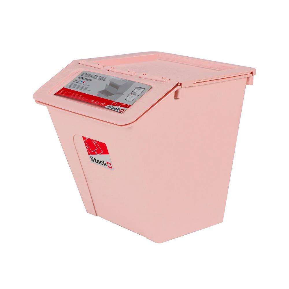 HomeBase STACKO Thùng nhựa đựng đồ đa năng có nắp 27L Parrot Thái Lan W37.7xH39xD41.2cm màu hồng