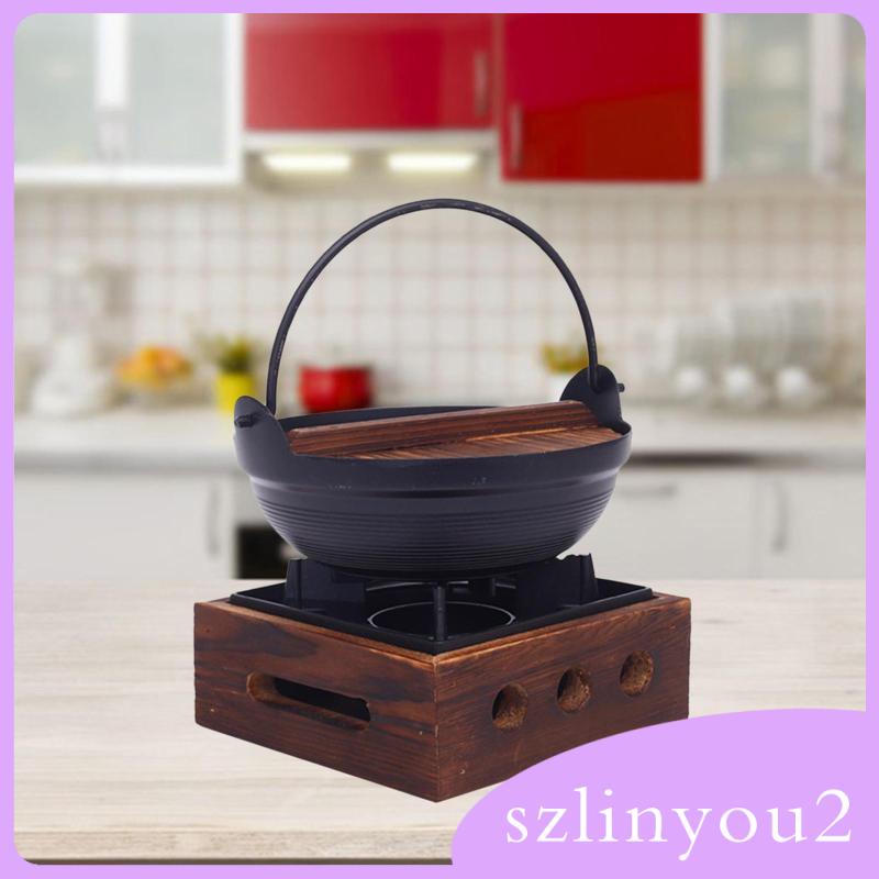 Chảo Gang / Nồi Hầm Sukiyaki Nhật Bản Có Móc Treo Bằng Gỗ szlinyou2