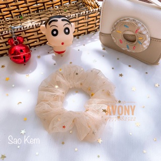 Scrunchies vải đính sao lấp lánh