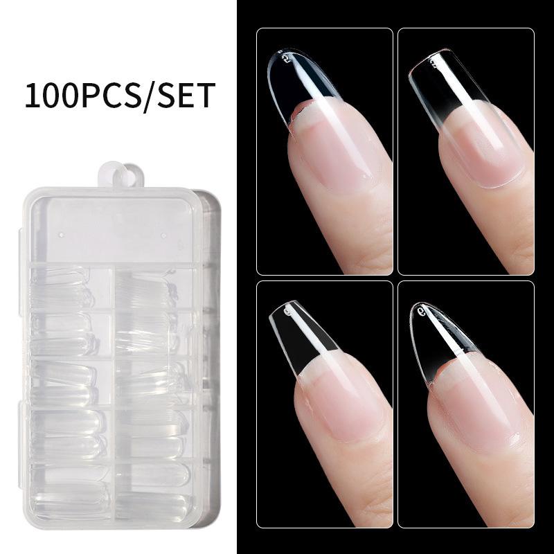 Bộ 100 móng tay giả UR SUGAR phủ toàn diện màu vàng/ xanh lá neon dáng coffin