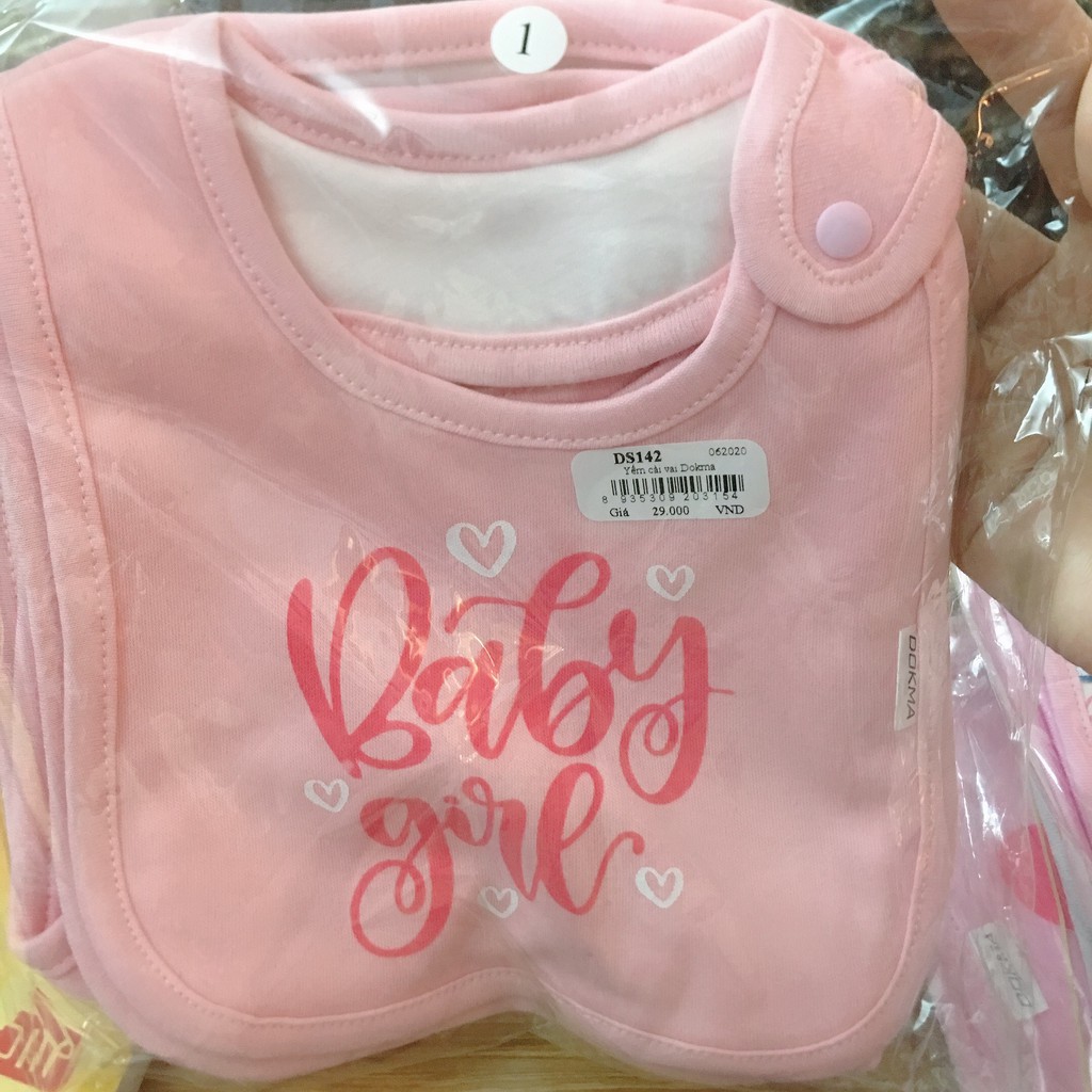 Yếm cotton cài lệch khuy bấm Dokma DS117