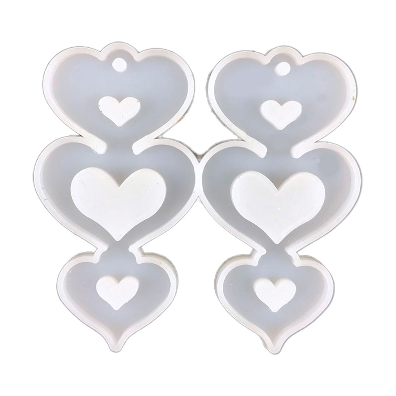 1 Khuôn Silicone Hình Trái Tim Làm Bông Tai DIY 6 Cái