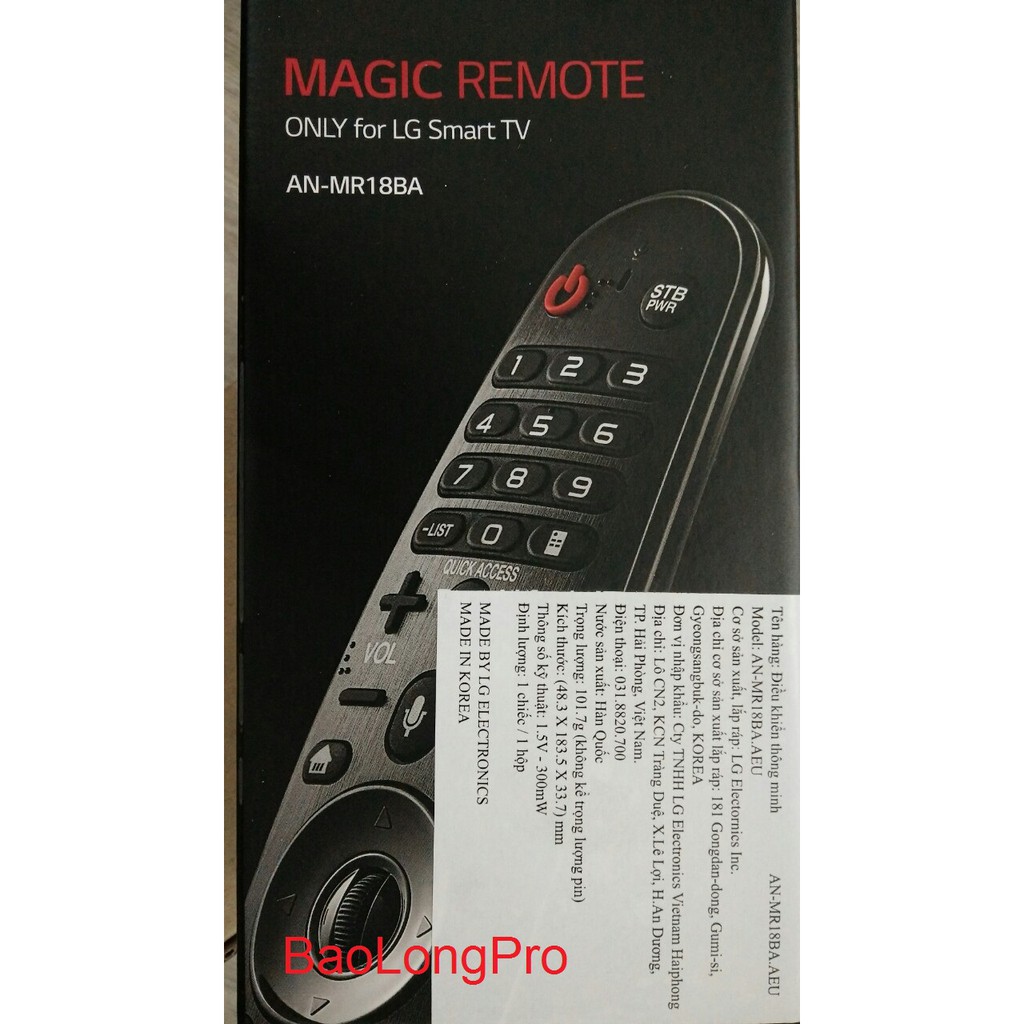 Điều khiển thông minh LG smart TV dùng cho model năm 2017 Mr650A-2018 MR18BA 2019 - MR19BA