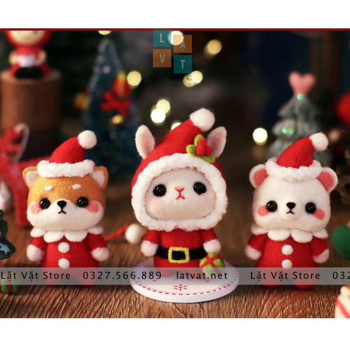 [NOEL] Bộ len chọc làm quà Giáng Sinh đơn giản - Có hướng dẫn và video - Needle felting Christmas Gift