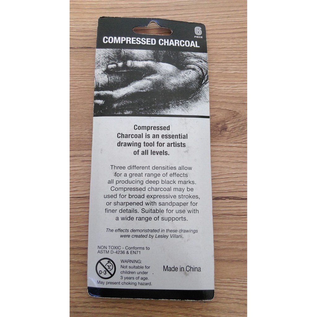 Than vuông, Than thỏi Compressed Charcoal Artist 6 thanh (Soft, medium, hard)
