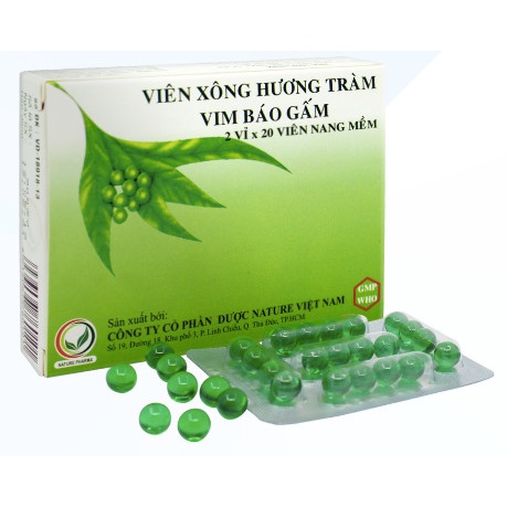 Viên xông hương tràm Vim Báo Gấm. Hộp 2 vỉ x 20 viên. Giảm cảm cúm; sát trùng mũi, họng