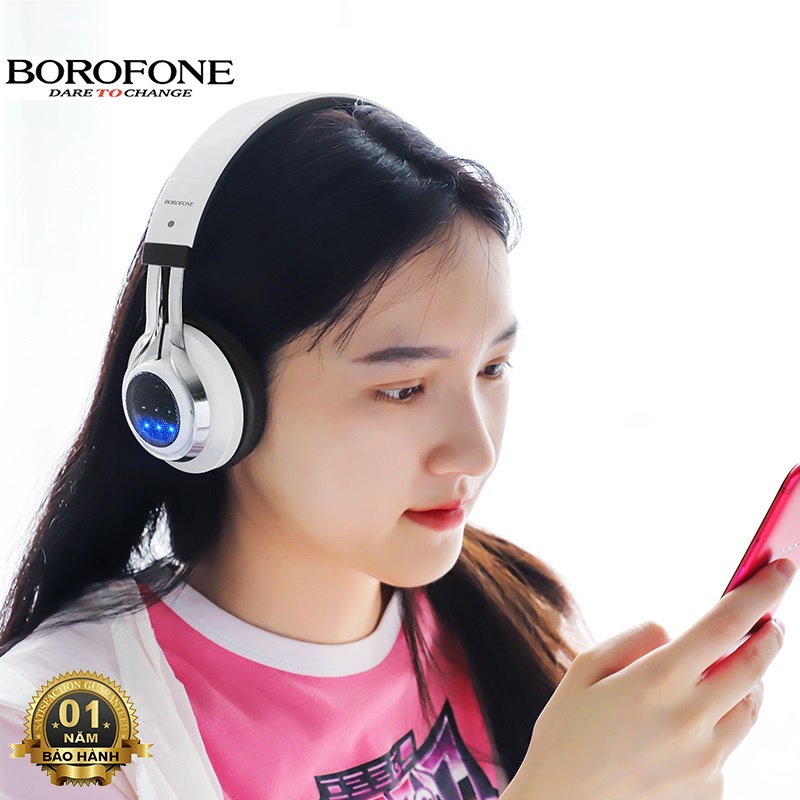 Tai nghe chụp tai Bluetooth Borofone BO8 headphone không dây, nghe nhạc 5 tiếng, hỗ trợ khe thẻ nhớ - Chính hãng