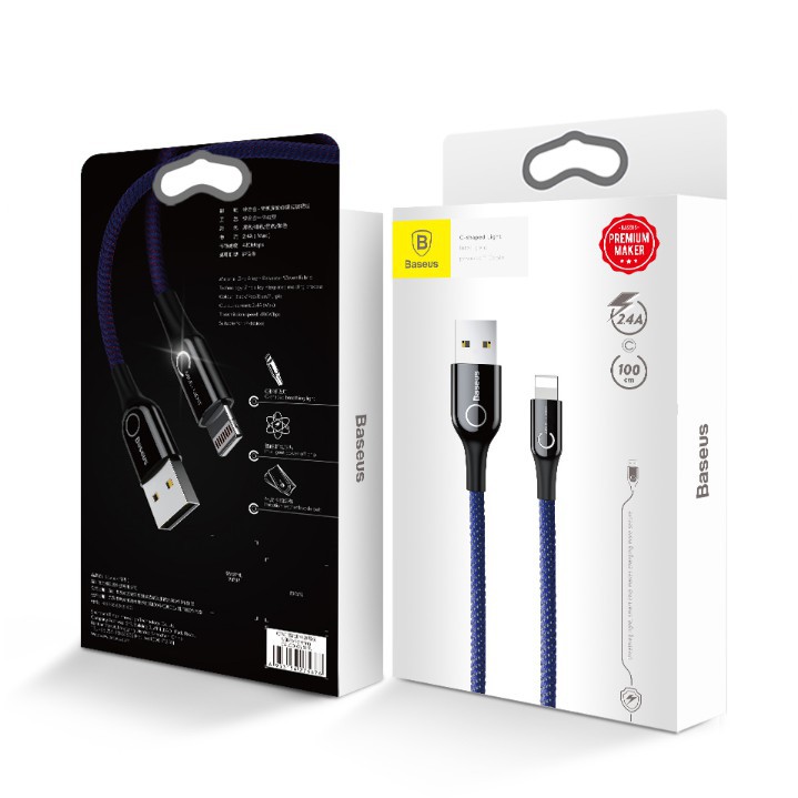 👉👉BH 12 Tháng-Cáp Sạc Thông Minh⭐⭐Tự Ngắt Khi Sạc Đầy Pin⭐⭐ Hãng Baseus chuẩn C-Shaped Light cho iPhone, ipad dài 100 cm