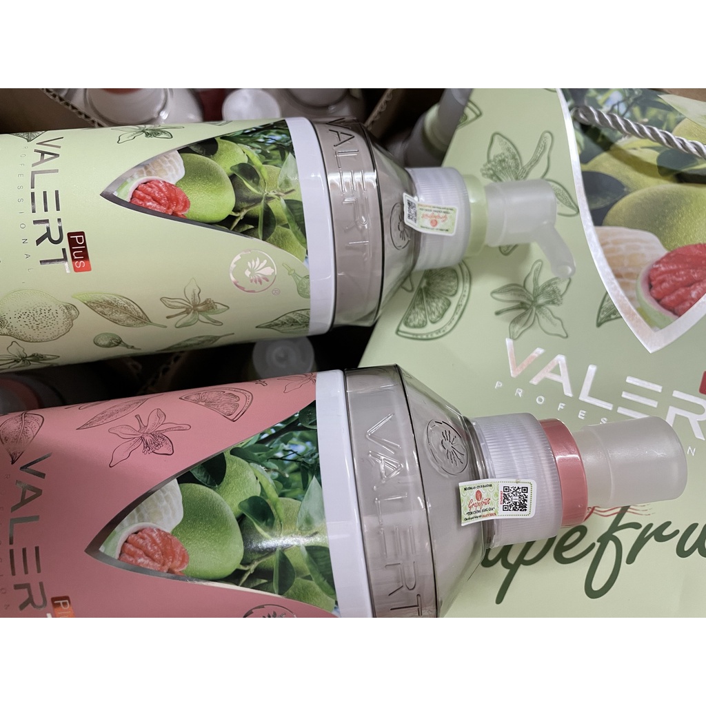 Dầu gội dầu xả bưởi grapefruit valert chống rụng tóc - kích thích mọc tóc phục hồi tóc khô xơ hư tổn 850ml * 2