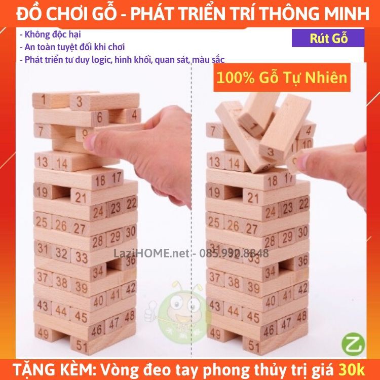 [MUA 1 ĐƯỢC 2] do choi tre em, đồ chơi trẻ em RÚT GỖ Lazi HOME - Tặng kèm vòng đeo tay phong thủy trị giá 30k