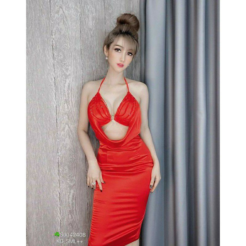Đầm body cổ yếm kết fale sexy | BigBuy360 - bigbuy360.vn
