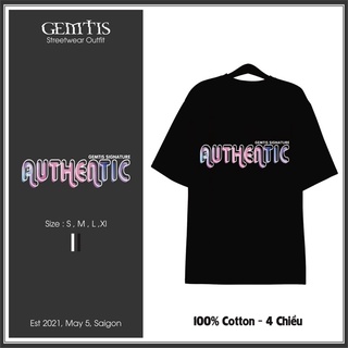 Áo thun AUTHENTIC unisex form rộng in chữ a by Gemtis - form oversize - thun 4 chiều 100% cotton