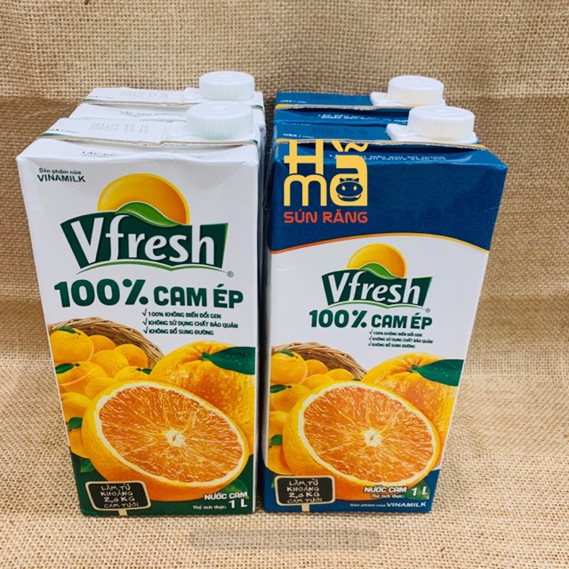 Nước cam ép nguyên chất VFresh Vinamilk hộp 1 lít, dùng riêng trên máy bay