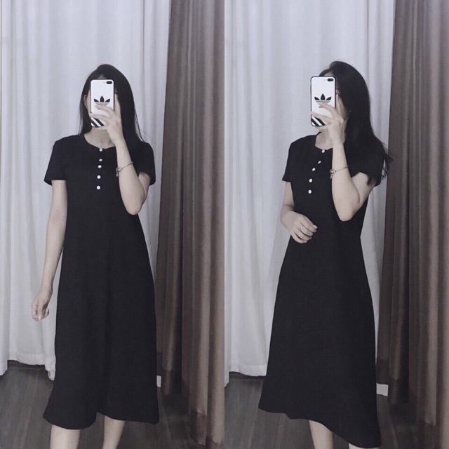 Váy suông cotton khuy