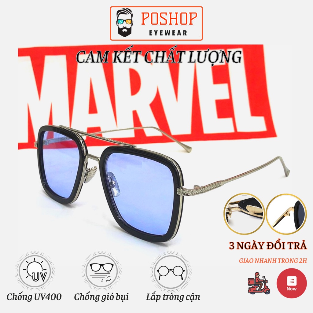 Kính mát nam nữ POSHOP chống UV400 gọng kính cận thiết kế mắt vuông dễ đeo màu sắc thời trang IRON MAN