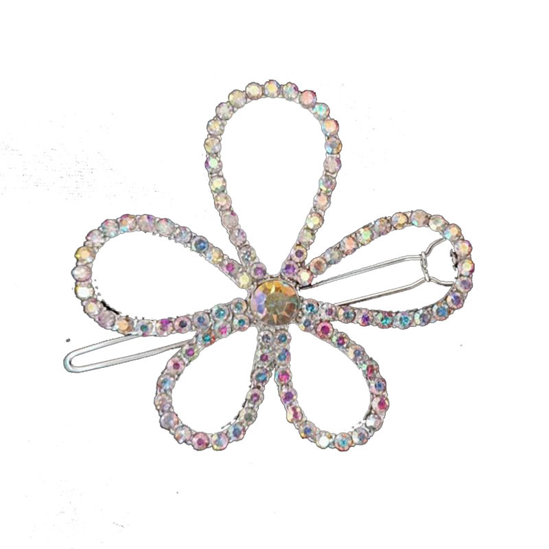 Kẹp tóc hợp kim hình bông hoa đính kim cương nhiều màu sắc sang trọng